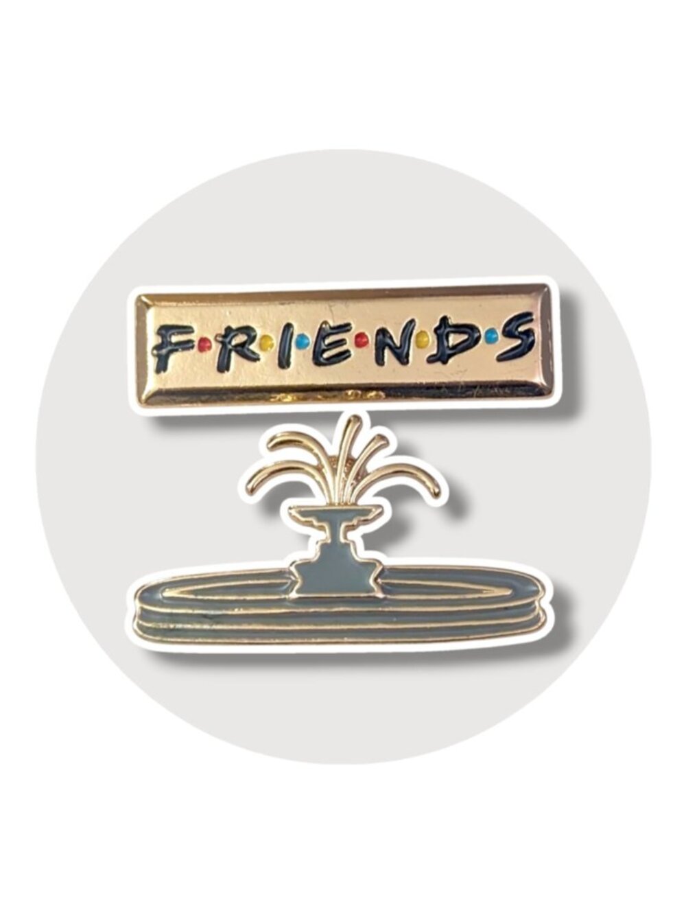 Friends Enamel Pins: Logo and Fountain
